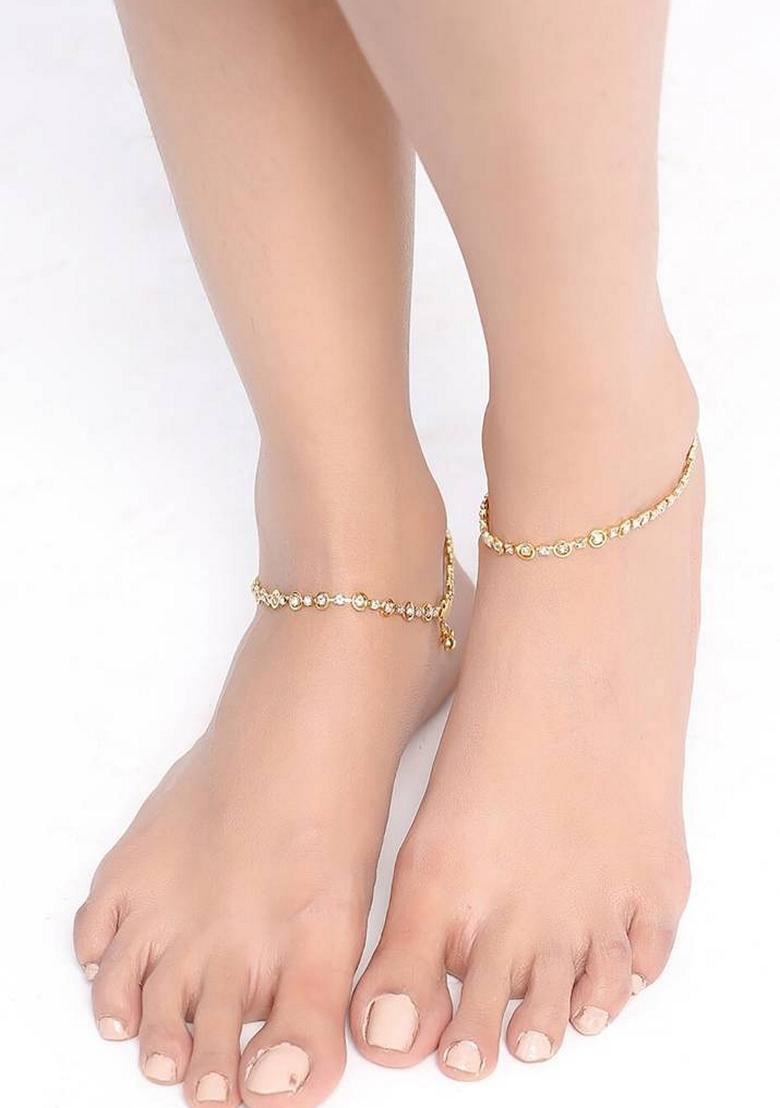 Women Gold-Plated Beads Studded Anklet