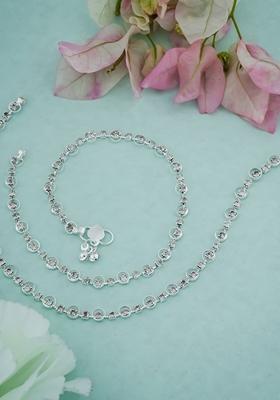 Women Silver-Plated Beads Studded Anklet