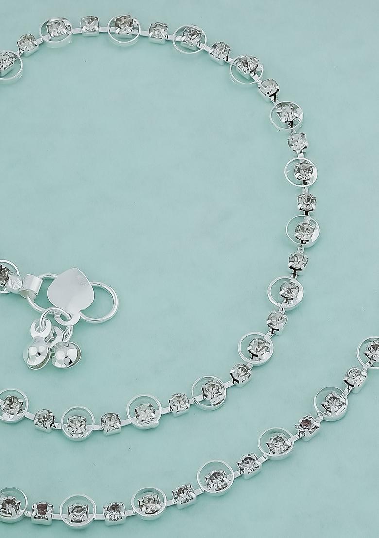 Women Silver-Plated Beads Studded Anklet