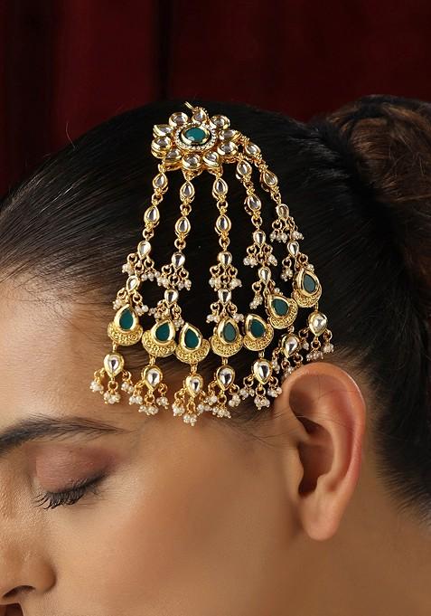 Green Kundan Passa Tikka