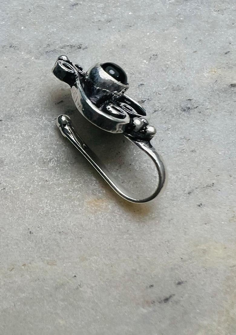Black Stone 925 Sterling Silver Clipon Nosepin