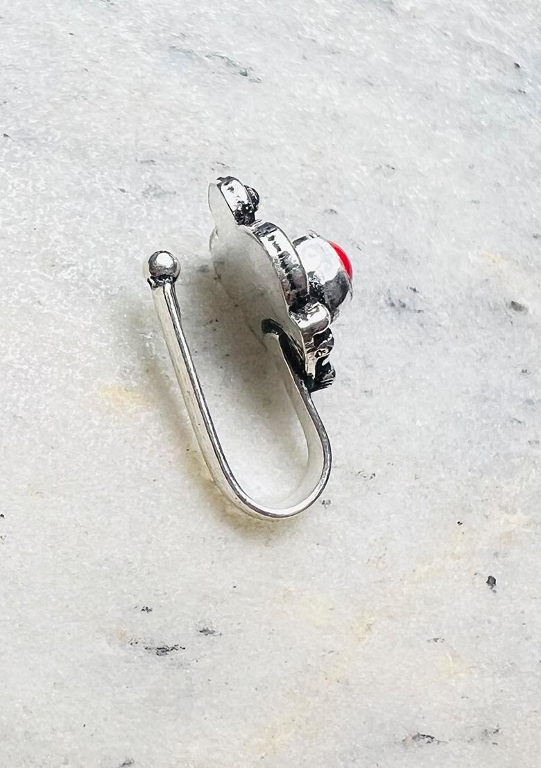 Red Stone 925 Sterling Silver Clipon Nosepin