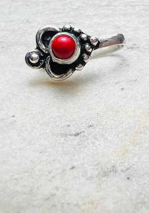 Red Stone 925 Sterling Silver Clipon Nosepin