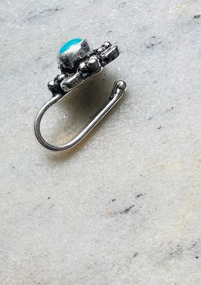 Turquoise Blue Stone 925 Sterling Silver Clipon Nosepin