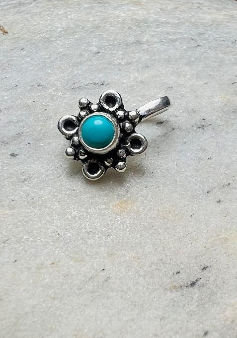 Turquoise Blue Stone 925 Sterling Silver Clipon Nosepin