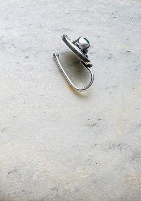 Green Stone 925 Sterling Silver Clipon Nosepin