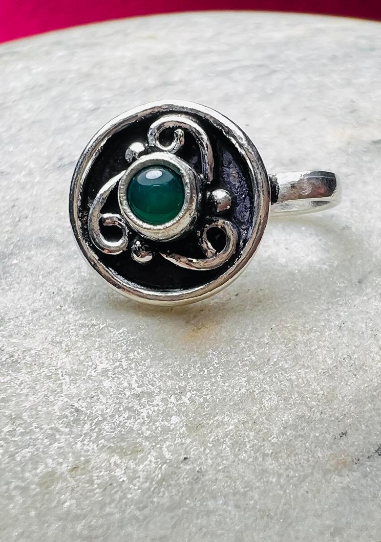Green Stone 925 Sterling Silver Clipon Nosepin