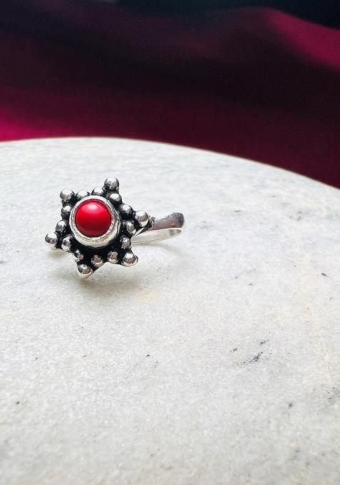 Red Stone 925 Sterling Silver Clipon Nosepin