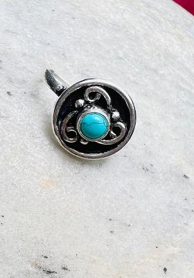 Turquoise Blue Stone 925 Sterling Silver Clipon Nosepin