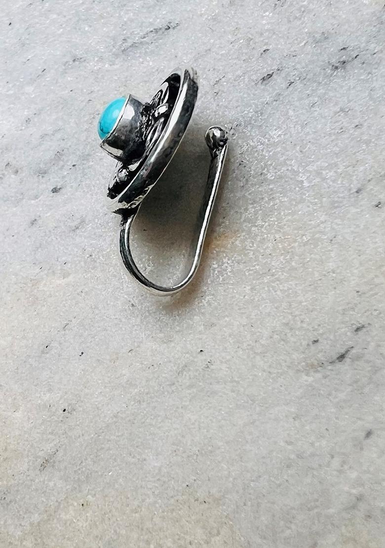 Turquoise Blue Stone 925 Sterling Silver Clipon Nosepin