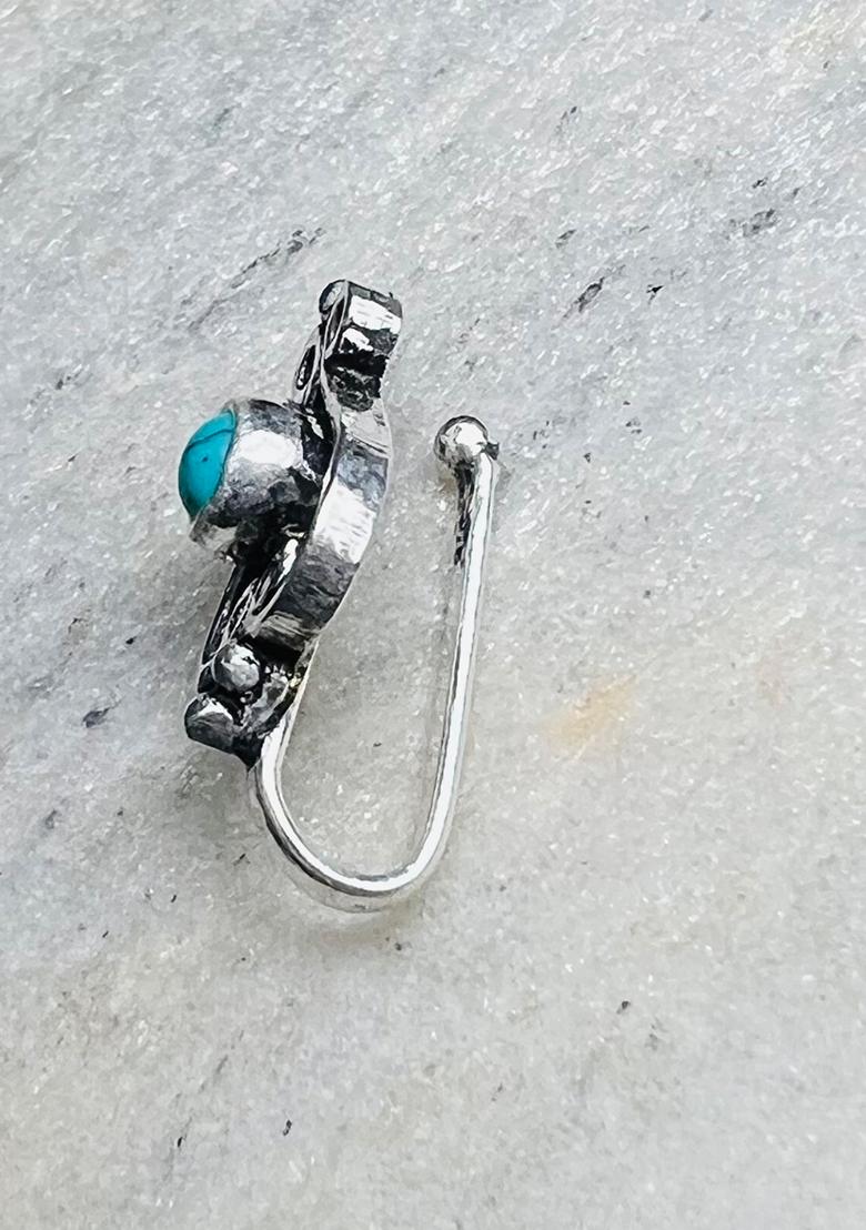 Turquoise Blue Stone 925 Sterling Silver Clipon Nosepin