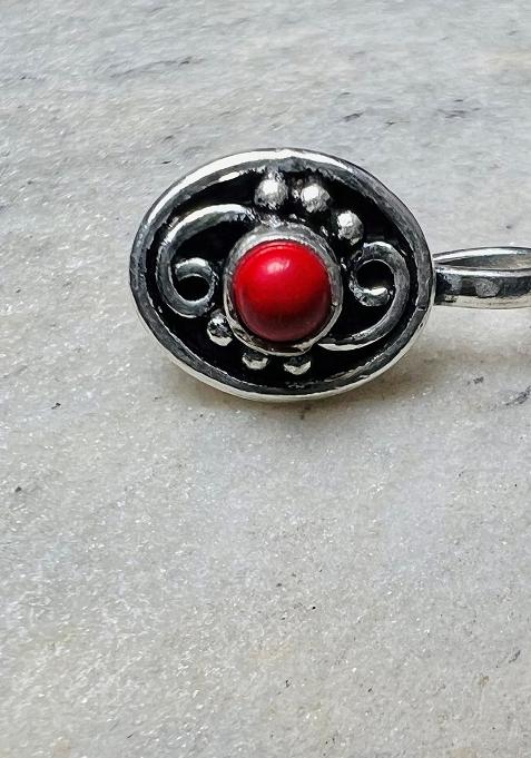 Red Stone 925 Sterling Silver Clipon Nosepin