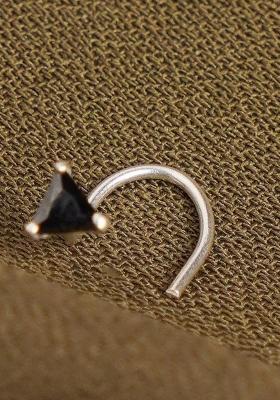 Black Stone 925 Sterling Silver Nosepin