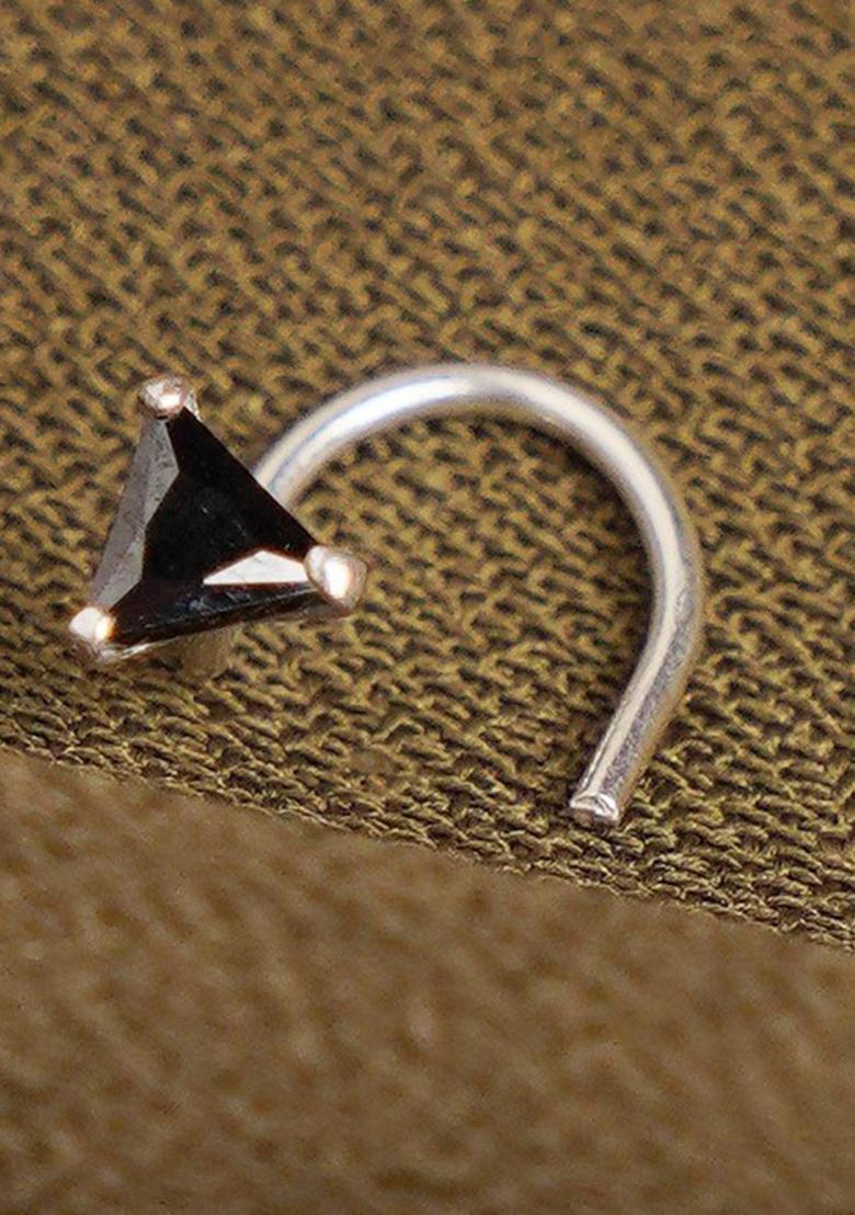 Black Stone 925 Sterling Silver Nosepin