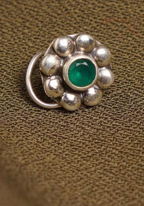 Green Plain 925 Sterling Silver Nosepin