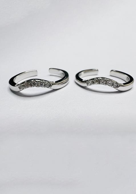 Silver Stone 925 Sterling Silver Toe Rings