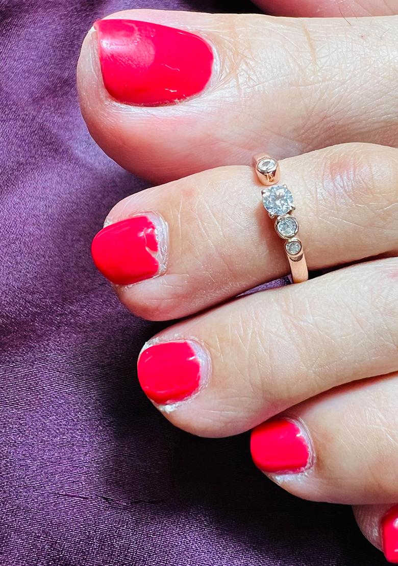 Rose Gold Stone 925 Sterling Silver Toe Rings