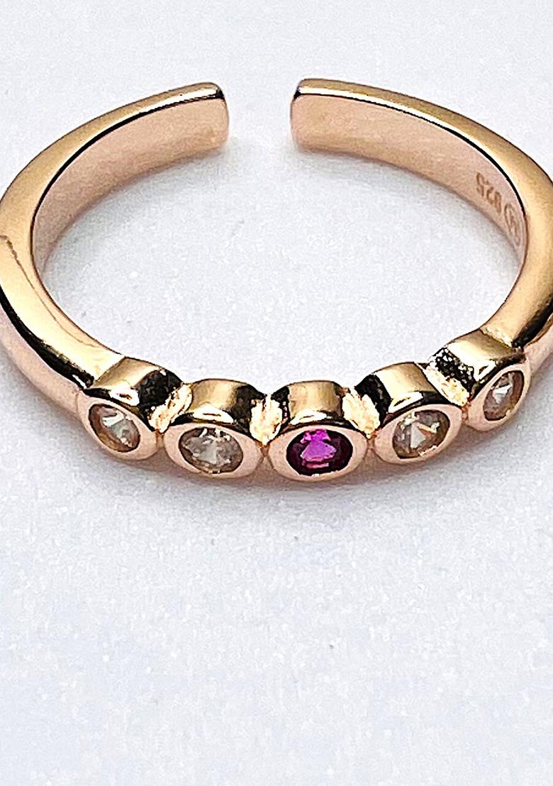 Rose Gold Stone 925 Sterling Silver Toe Rings