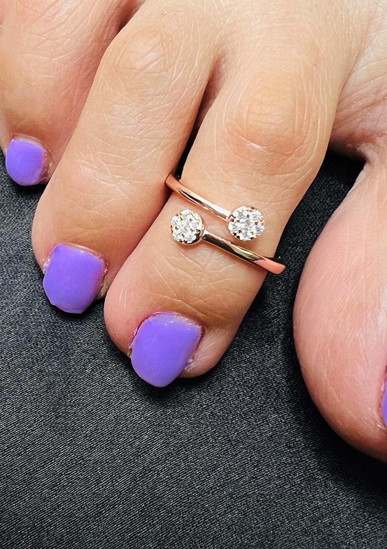 Rose Gold Stone 925 Sterling Silver Toe Rings