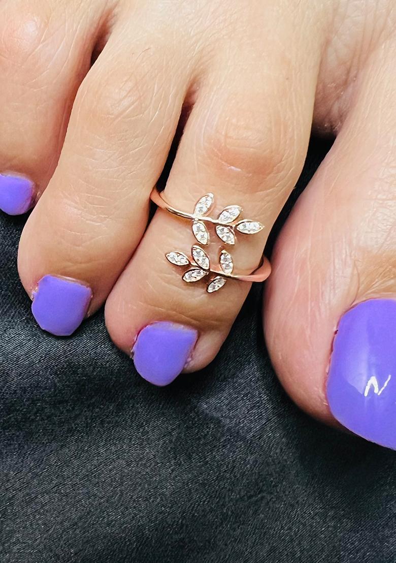 Rose Gold Stone 925 Sterling Silver Toe Rings