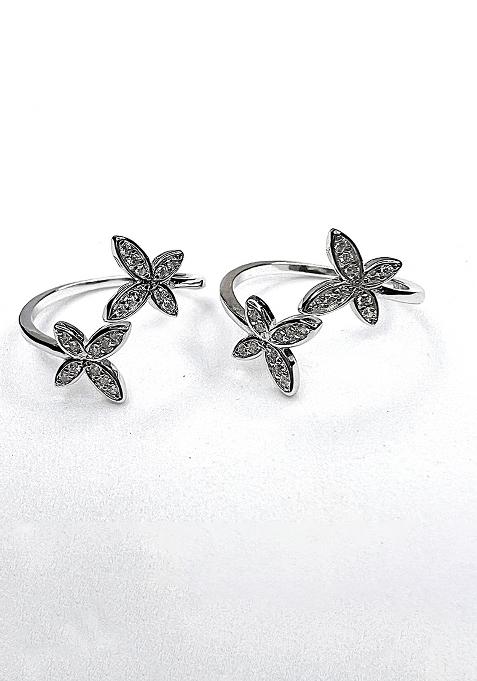 Silver Stone 925 Sterling Silver Toe Rings