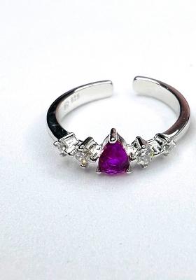 Pink Stone 925 Sterling Silver Toe Rings