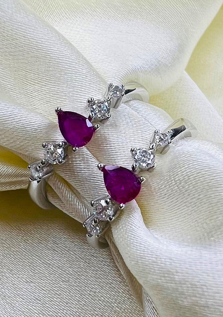 Pink Stone 925 Sterling Silver Toe Rings