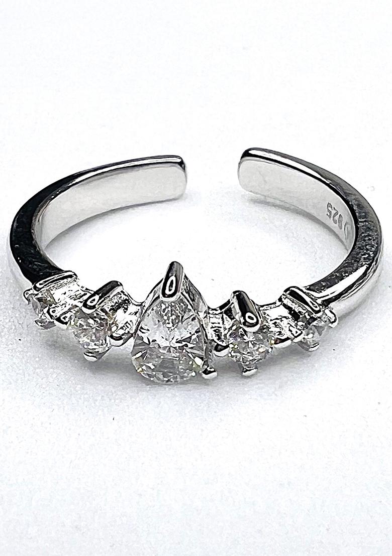 Silver Stone 925 Sterling Silver Toe Rings