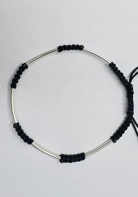 Black Beads 925 Sterling Silver Anklet