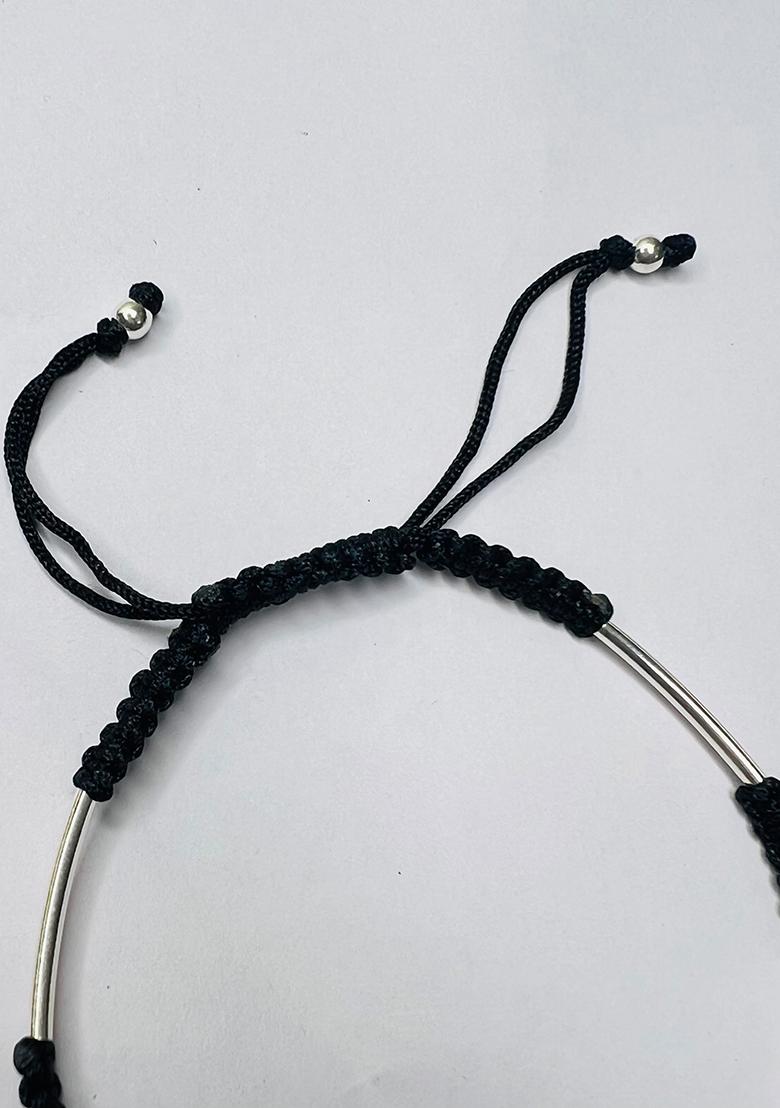 Black Beads 925 Sterling Silver Anklet