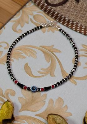 Black Beads 925 Sterling Silver Anklet