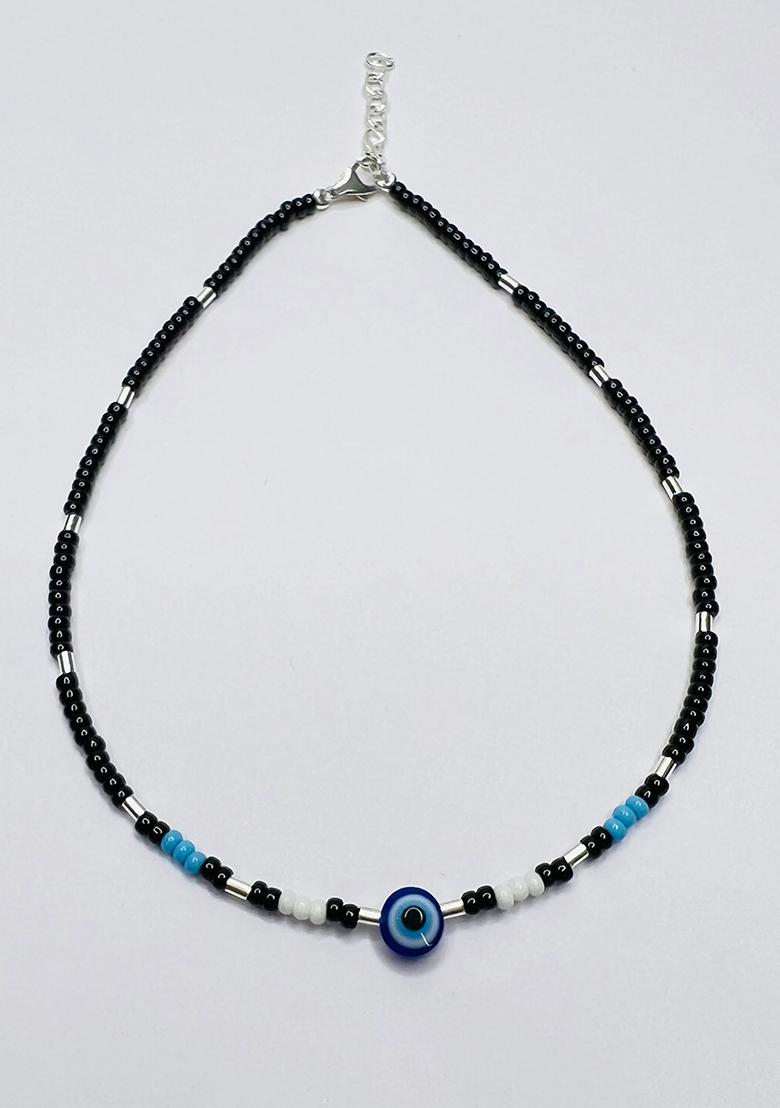 Black Beads 925 Sterling Silver Anklet