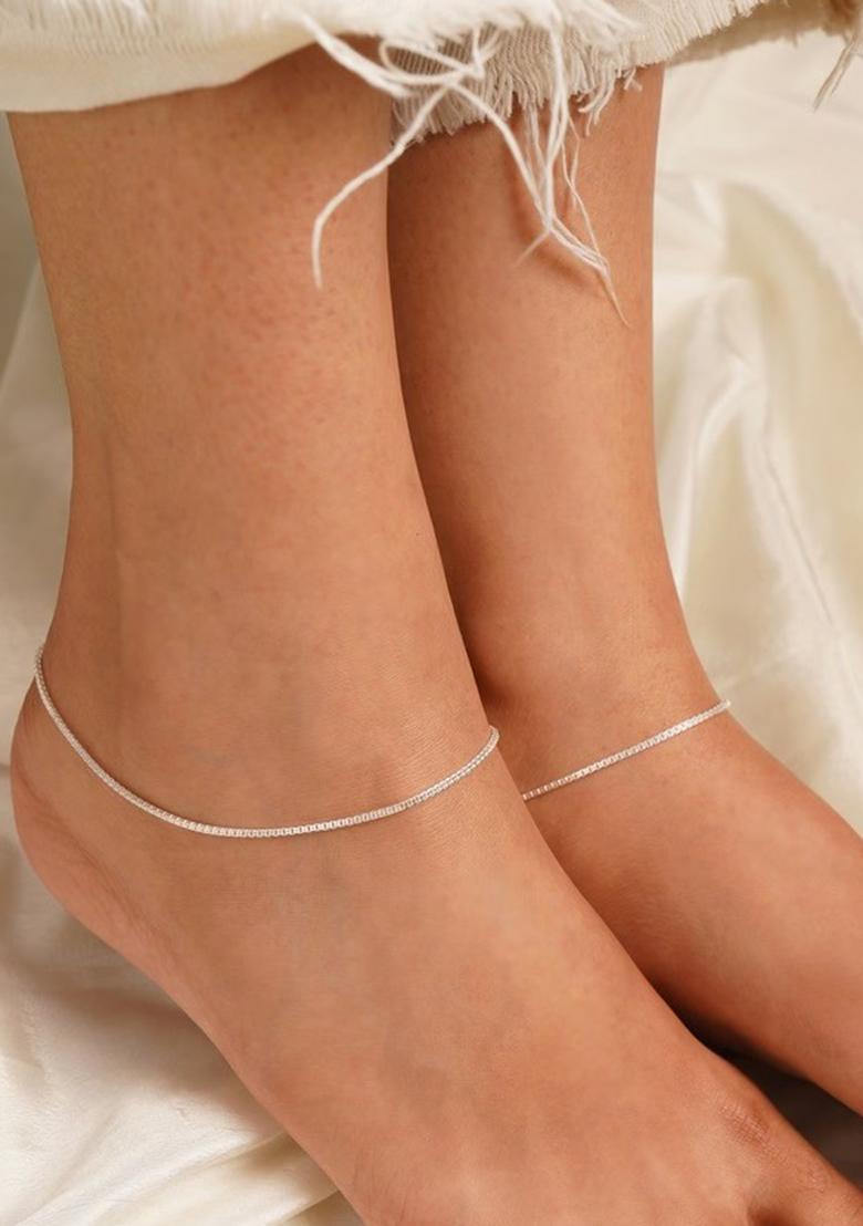 Silver Plain 925 Sterling Silver Anklets