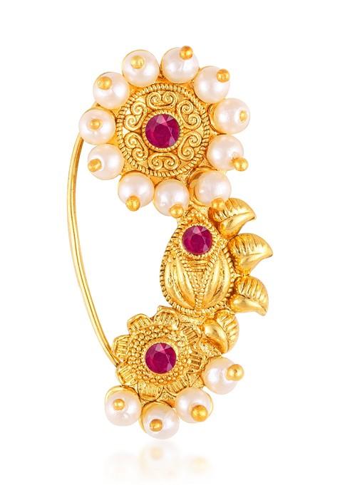 buy-women-green-gold-plated-pearl-artificial-red-stone-maharashtrian