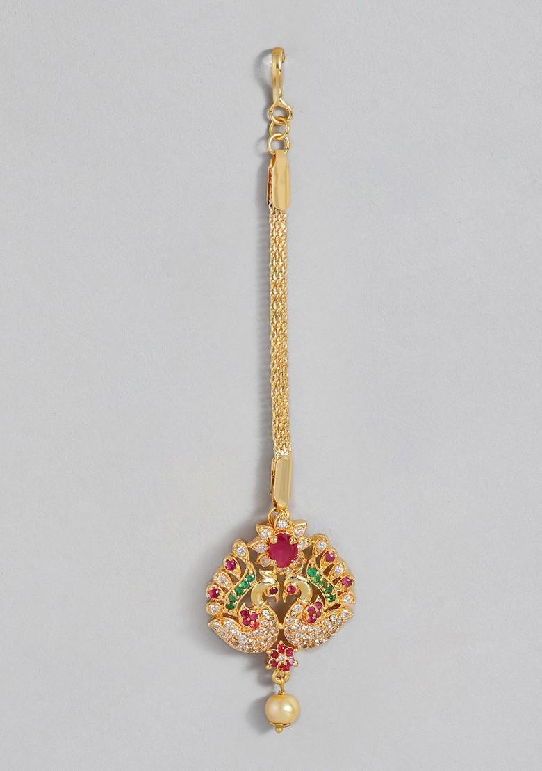 Pink Beaded Gold Plated Head Accessories