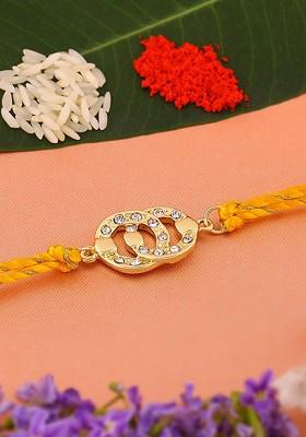 Gold Studded Gold Plated Rakhi