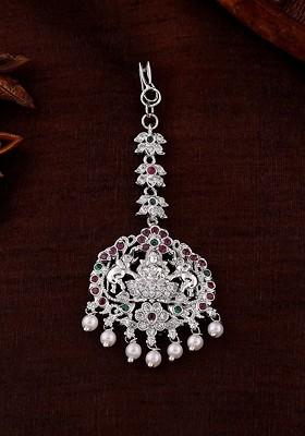 Pink Studded Rhodium Plated Head Accessories