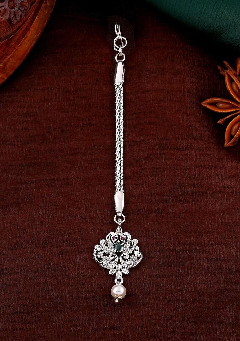 Pink Studded Rhodium Plated Head Accessories