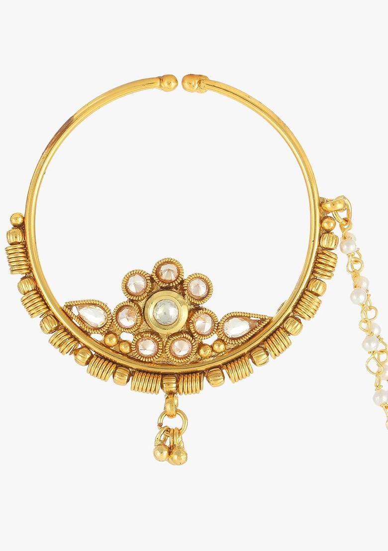 Gold Stone Studded  Gold Plated Nosepin