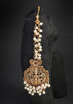 Gold Stone Studded  Gold Plated Maangtikka