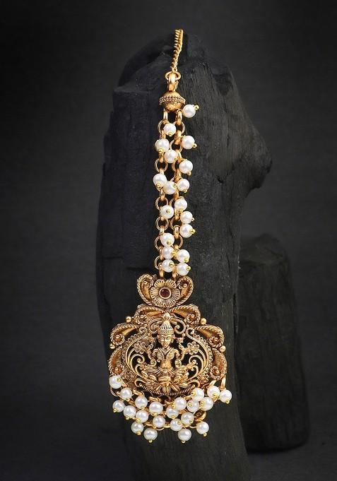 Gold Stone Studded  Gold Plated Maangtikka