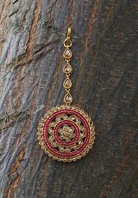 Gold Stone Studded  Gold Plated Maangtikka