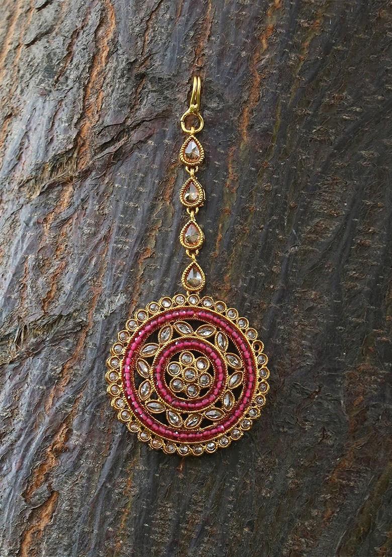 Gold Stone Studded  Gold Plated Maangtikka