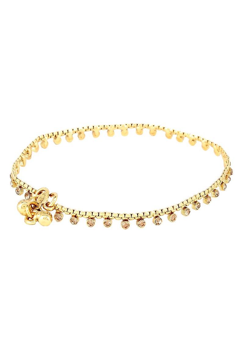 Gold Studded  And Beaded  Gold Plated Anklets