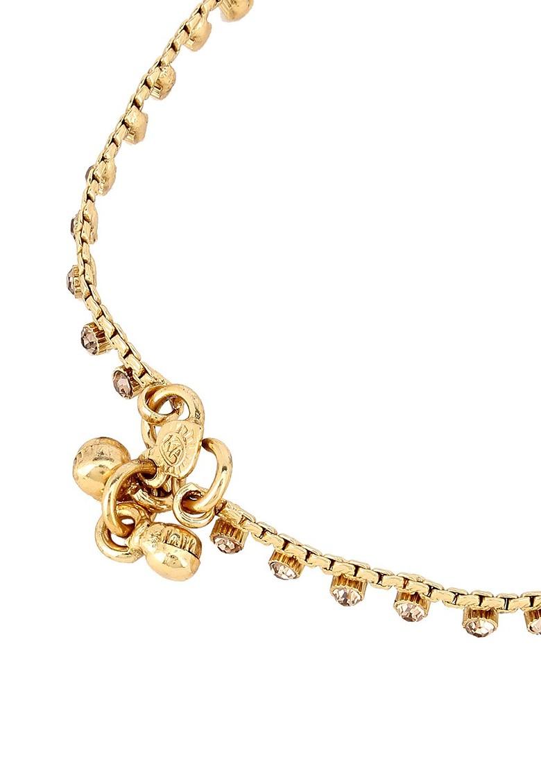 Gold Studded  And Beaded  Gold Plated Anklets