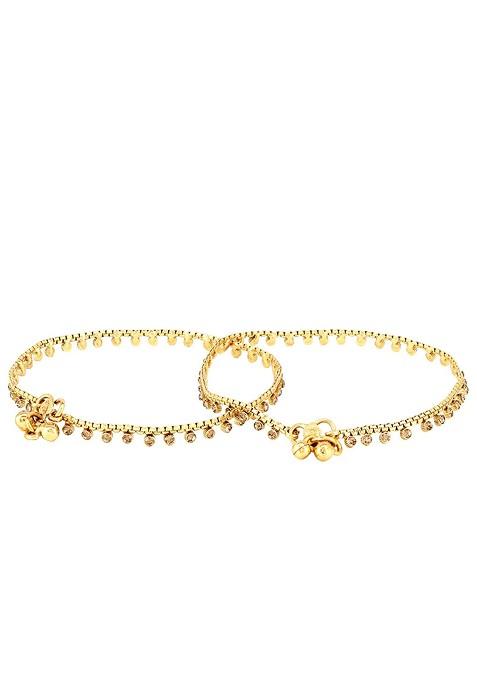 Gold Studded  And Beaded  Gold Plated Anklets