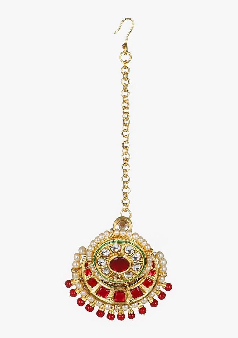 Gold Stone Studded  Gold Plated Maangtikka