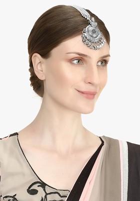 Silver Beaded Silver Plated  Maangtikka