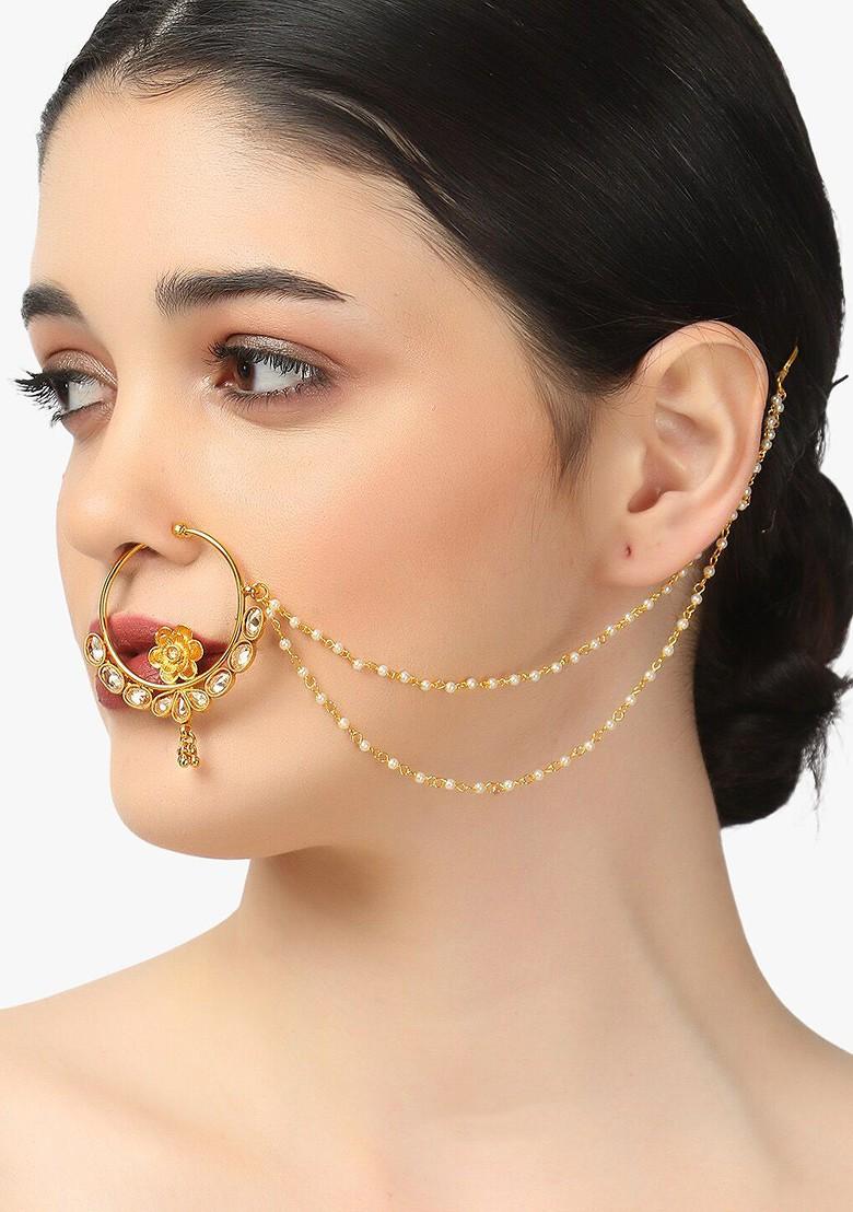 Gold Stone Studded  Gold Plated Nosepin