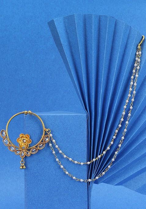 Gold Stone Studded  Gold Plated Nosepin